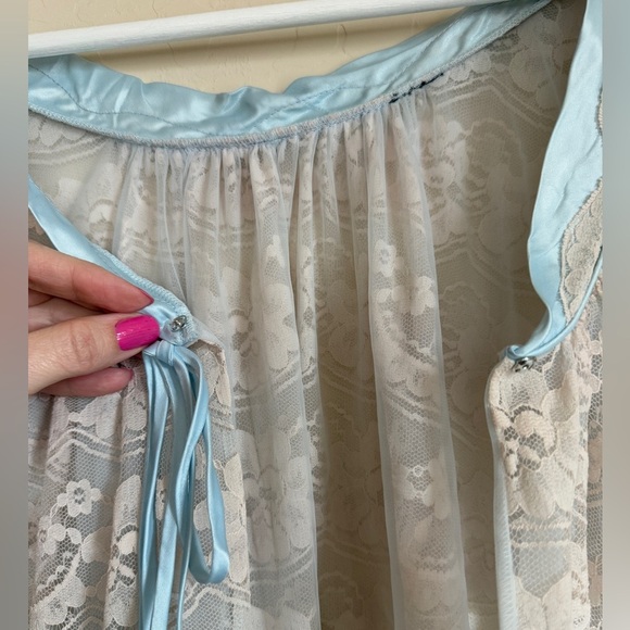 Intime of California Vintage Lace Chiffon Long Peignoir Robe Nightgown Small - Picture 7 of 13